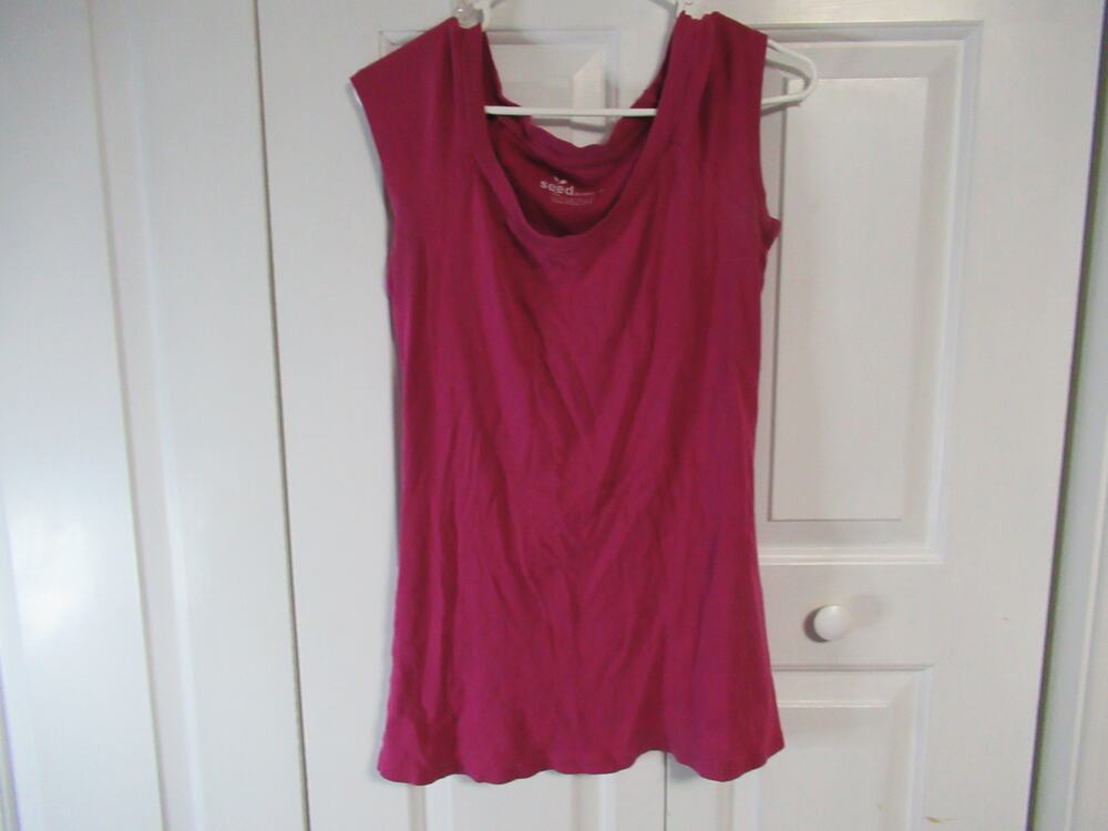 Seed Supply Company 100% organic cotton Maroon short sleeve scoop neck shirt